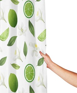 Lemons and Flower Pattern Shower Curtain - Water Resistant Bathroom Decor with Home Decor Touches