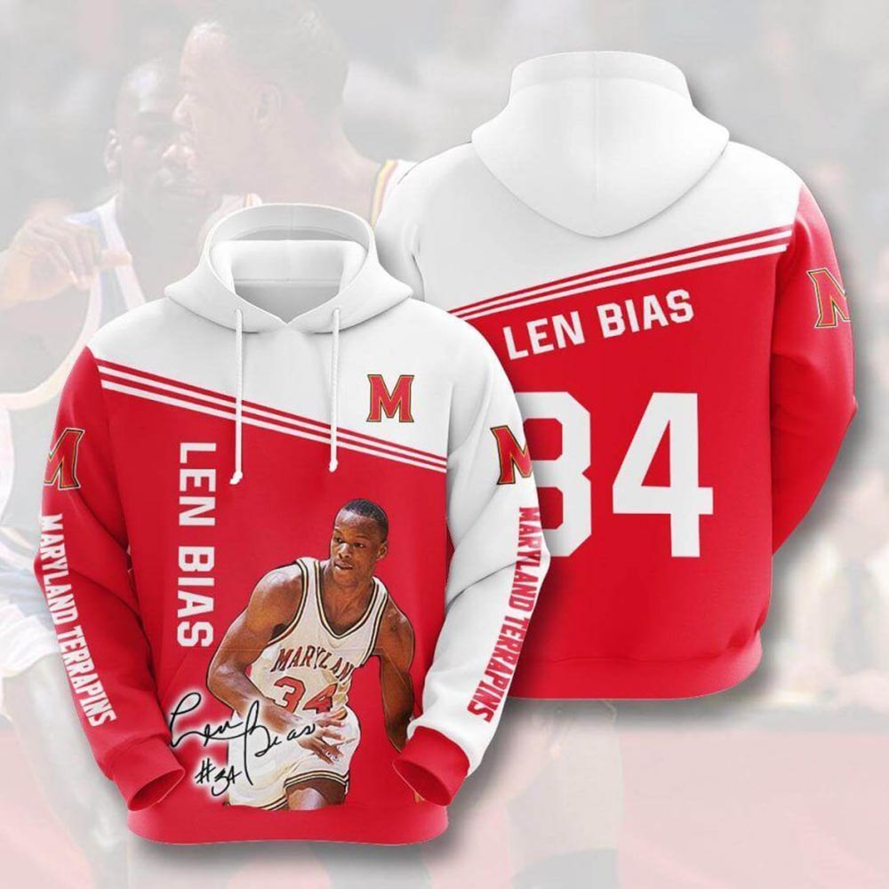 Len Bias 34 Maryland Terrapins 3D Hoodie