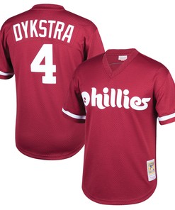 Lenny Dykstra Philadelphia Phillies Mitchell & Ness Cooperstown Collection Mesh Batting Practice Jersey - Burgundy Mlb