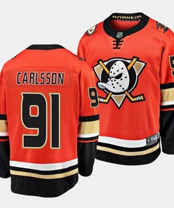Leo Carlsson #91 Anaheim Ducks 2023 NHL Draft Home Men Jersey - Orange