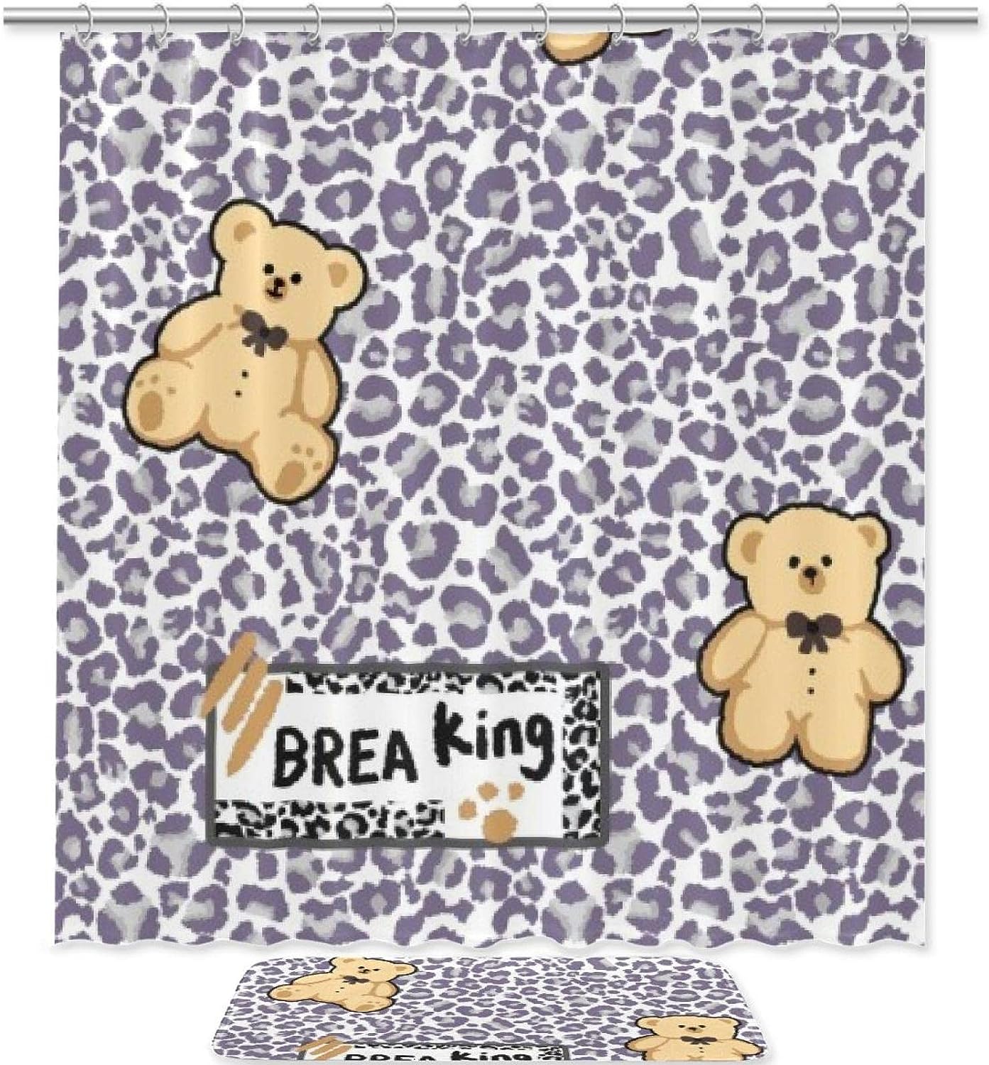 Leopard Bear Waterproof Shower Curtain for Bathroom Decor