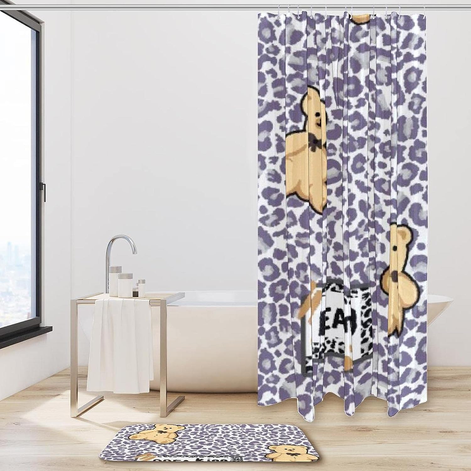 Leopard Bear Waterproof Shower Curtain for Bathroom Decor