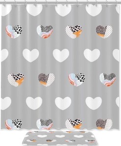 Leopard Love Heart Waterproof Shower Curtain for Romantic Bathroom Decor