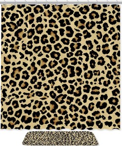 Leopard Pattern Shower Curtain for Bathroom Decoration in Waterproof Fabric