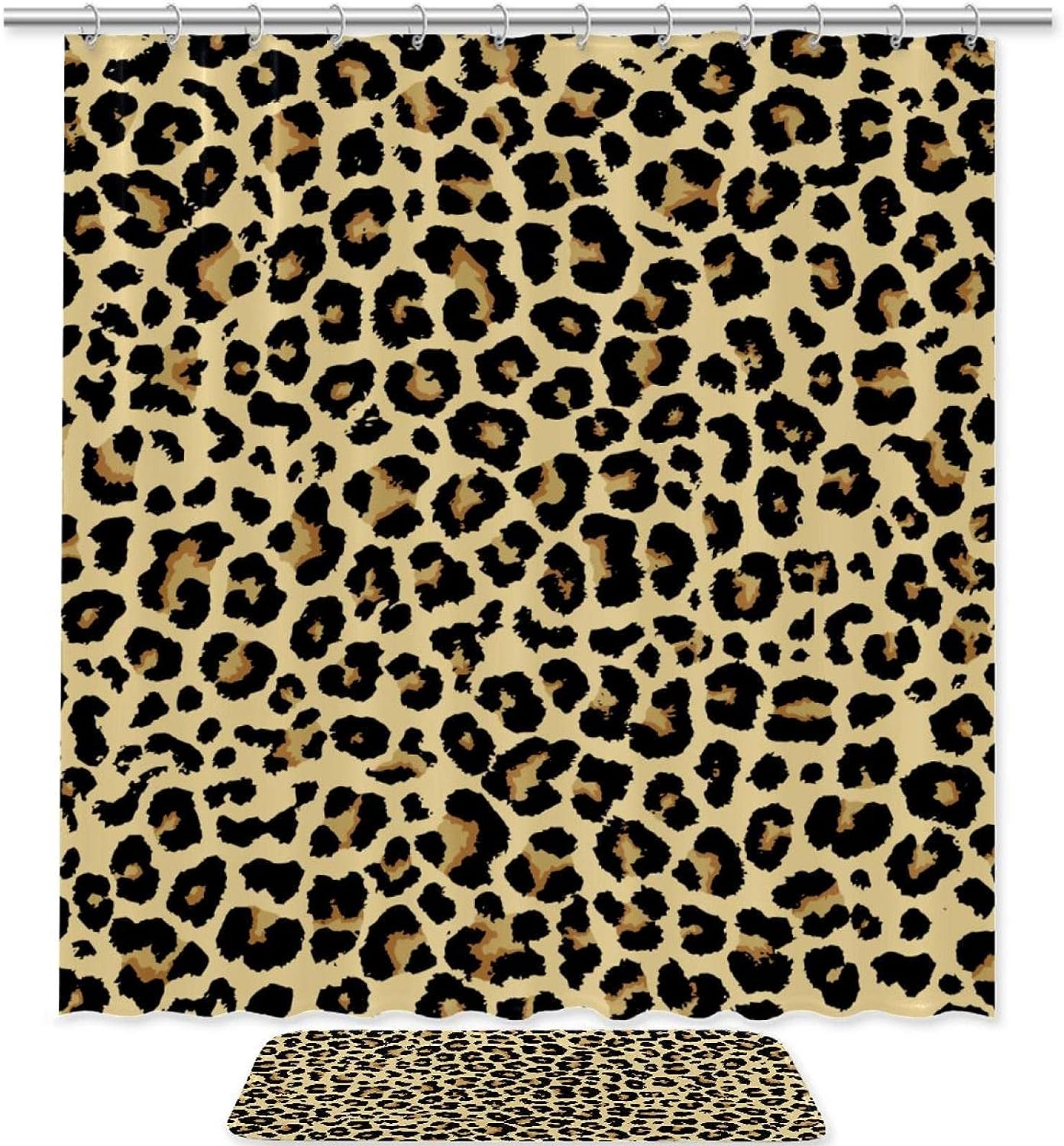 Leopard Pattern Shower Curtain for Bathroom Decoration in Waterproof Fabric