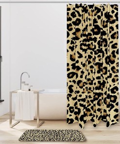Leopard Pattern Shower Curtain for Bathroom Decoration in Waterproof Fabric