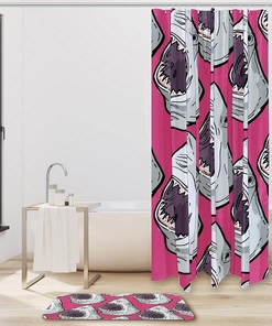 Leopard Print with Pink Spot Shower Curtain in Waterproof Fabric for Bathroom Decor