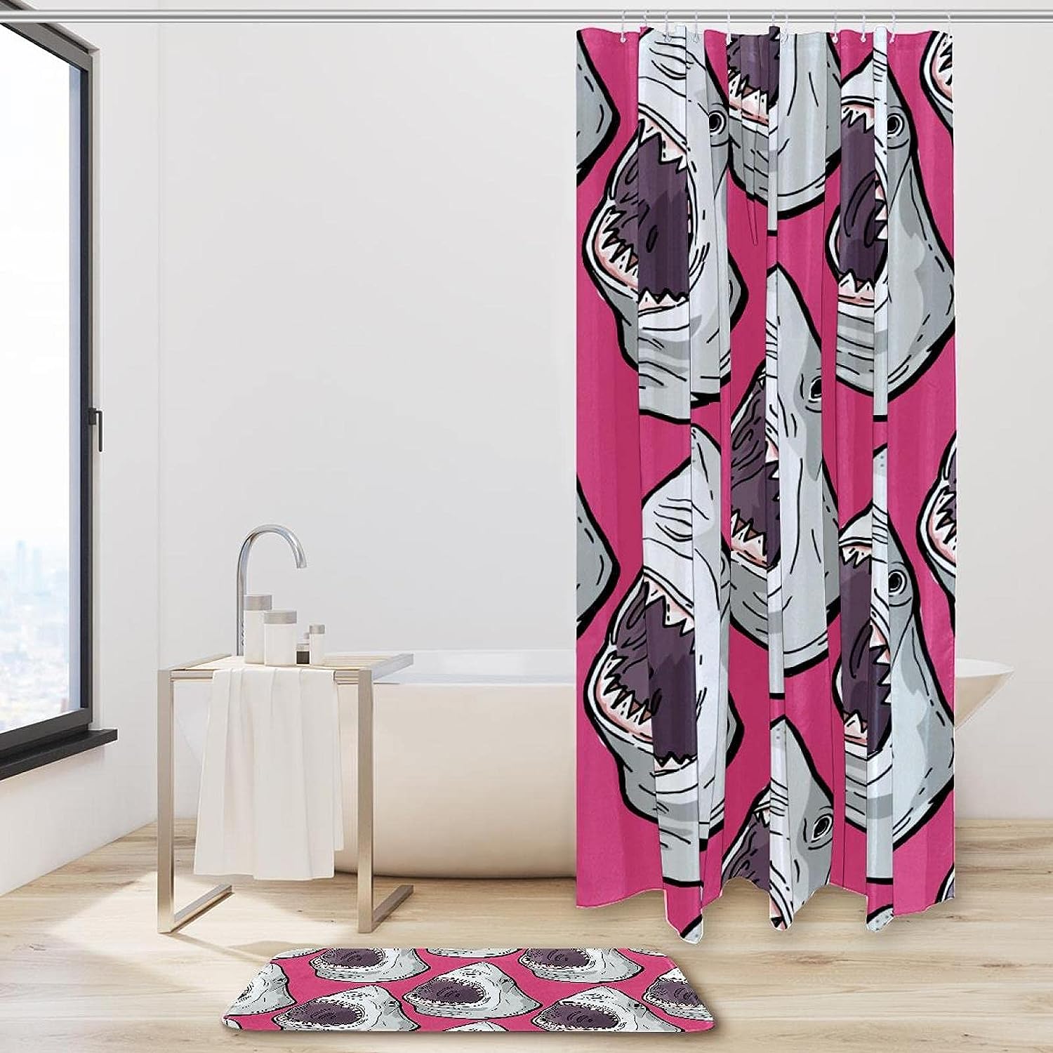 Leopard Print with Pink Spot Shower Curtain in Waterproof Fabric for Bathroom Decor