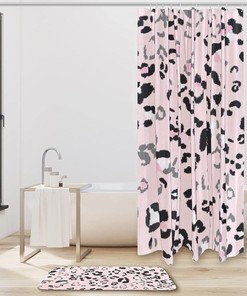 Leopard Print with Pink and Yellow Spot Shower Curtain in Waterproof Fabric for Bathroom Decor