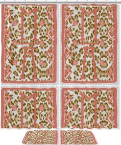 Leopard Shading Pink Letter Pattern Shower Curtain in Waterproof Fabric for Bathroom Decoration