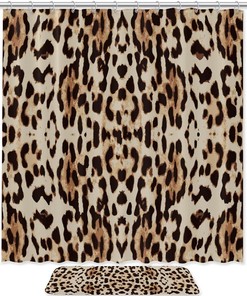 Leopard Skin Patterned Shower Curtain in Waterproof Fabric for Bathroom Decoration