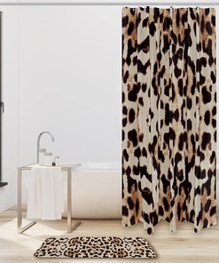 Leopard Skin Patterned Shower Curtain in Waterproof Fabric for Bathroom Decoration