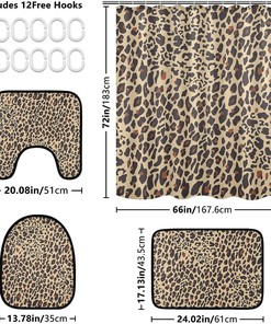 Leopard Spot Pattern Shower Curtain and Mat for Classic Bathroom Decor