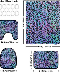 Leopard Spot on Gradient Background Shower Curtain and Mat for Modern Bathroom Decor
