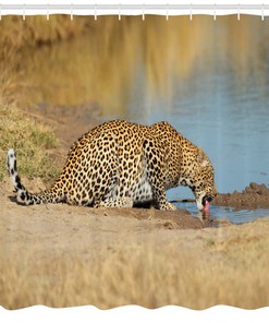 Leopard in Africa Safari Shower Curtain for Bathroom Decor - Animal Print