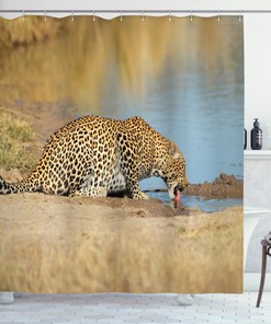 Leopard in Africa Safari Shower Curtain for Bathroom Decor - Animal Print