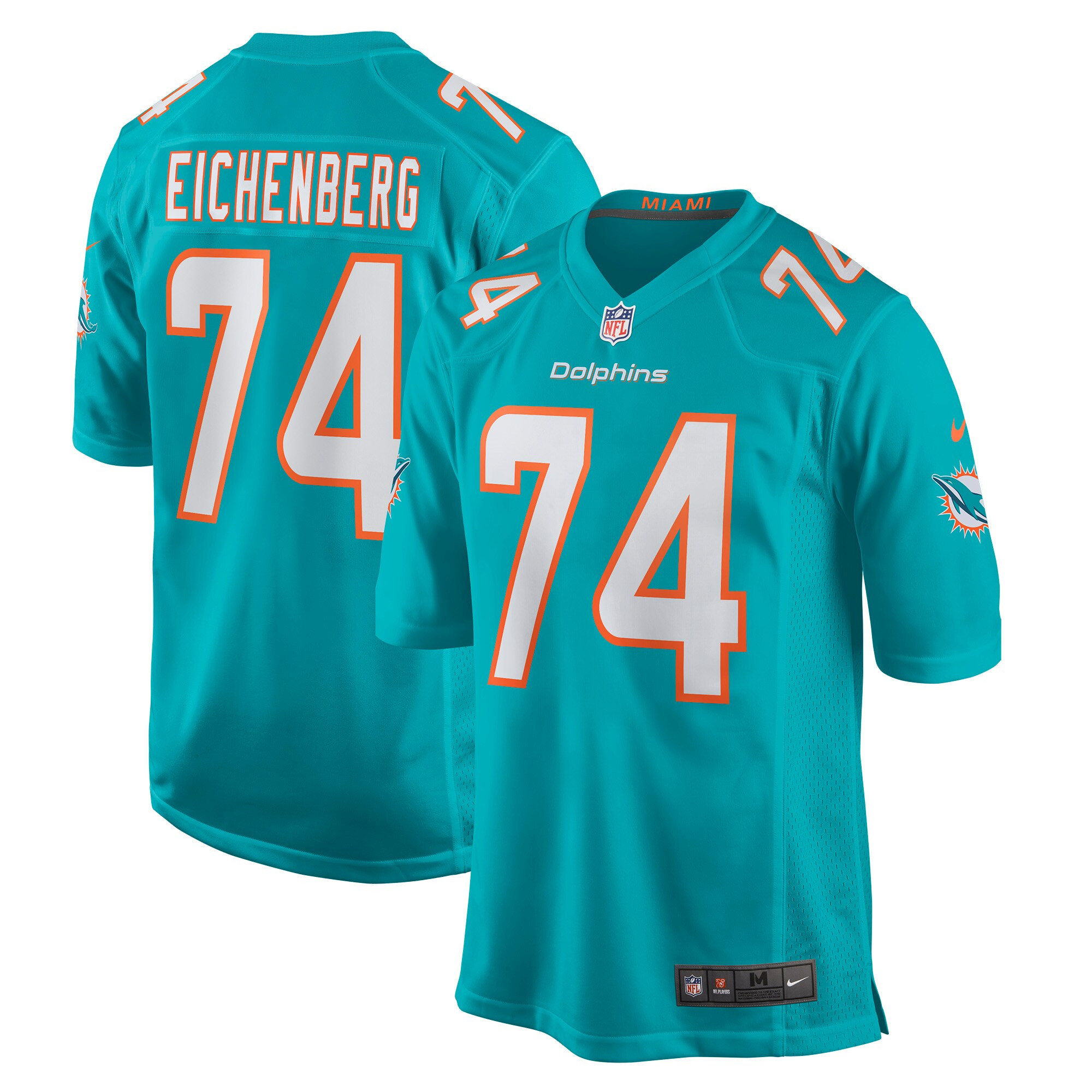 Liam Eichenberg Miami Dolphins Game Jersey - Aqua Nfl