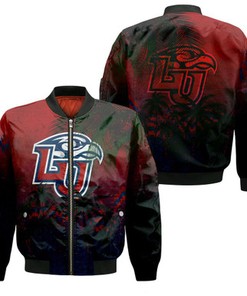 Liberty Flames Bomber Jacket Coconut Tree Tropical Grunge - NCAA