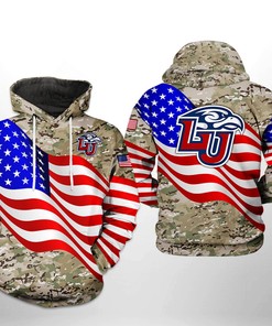 Liberty Flames NCAA US Flag Camo Veteran 3D Printed Hoodie/Zipper Hoodie