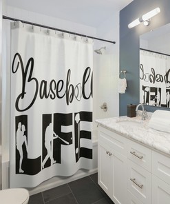 Life as a Baseball Shower Curtain for Sports Bathroom Decor 