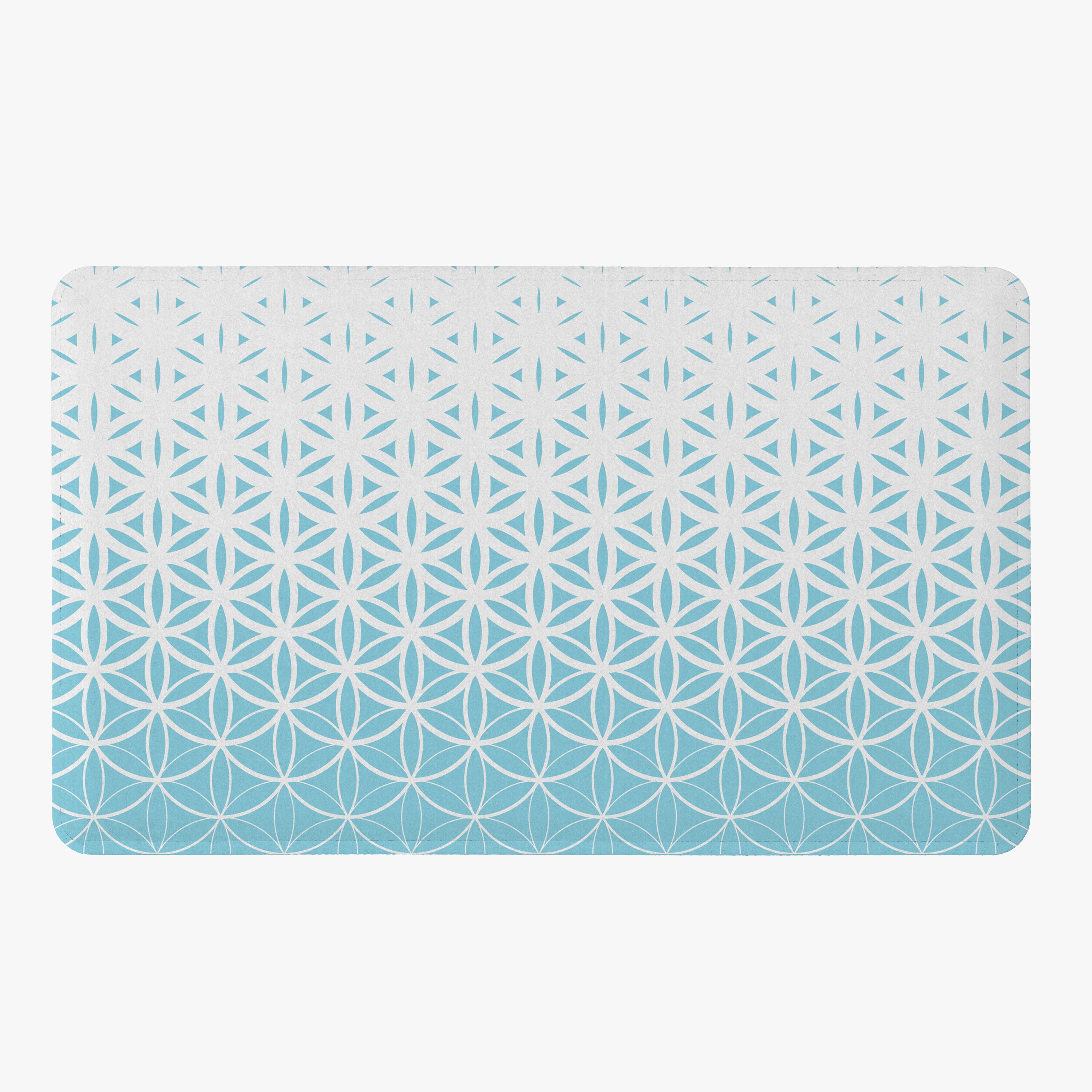 Light Blue Spiritual Shower Curtain - Blue Sacred Geometry Aqua White Shower Curtain