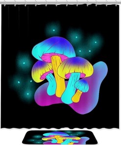 Light Green Mushroom Shower Curtain in Waterproof Fabric