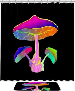 Light Mushrooms Waterproof Shower Curtain for Magical Bathroom Decor