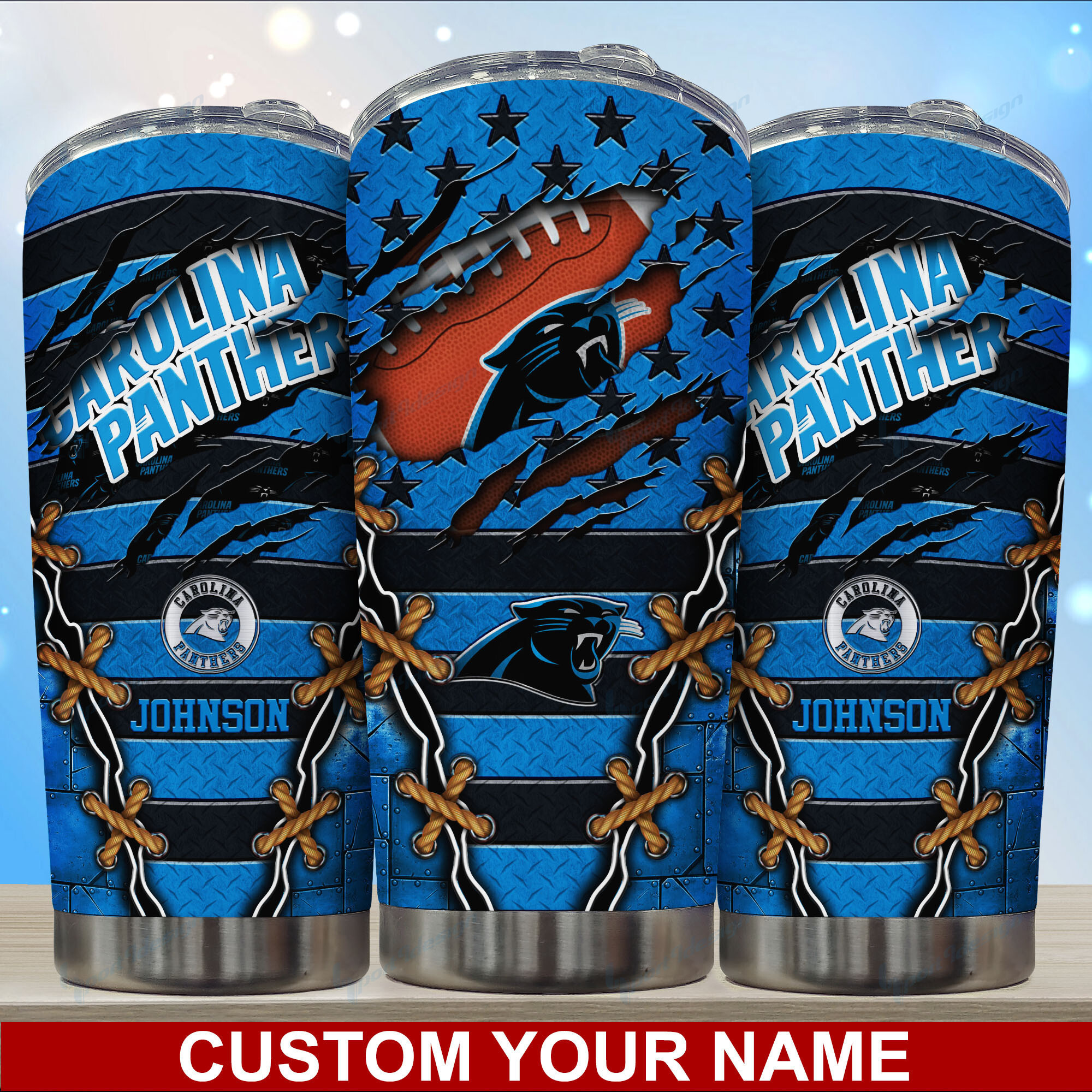 Limited Edition Custom Name Tumbler - Carolina Panthers