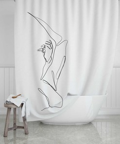 Line Art Woman Shower Curtain - Modern and Minimalist Bathroom Decor with Chic Black and White Print