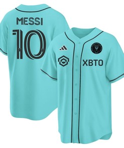 Lionel Messi Inter Miami Baseball Cool Base Jersey - Stitched Men Jersey - Tourquise
