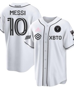 Lionel Messi Inter Miami Baseball Cool Base Jersey - Stitched Men Jersey - White