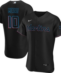 Lionel Messi Miami Marlins Baseball Cool Base Elite Jersey - Stitched Men Jersey - Black