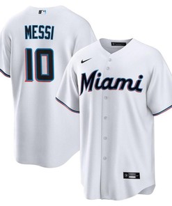 Lionel Messi Miami Marlins Baseball Cool Base Jersey - Stitched Men Jersey - White