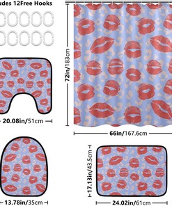 Lips on Leopard Spot Background Shower Curtain and Mat for Flirty Bathroom Decor