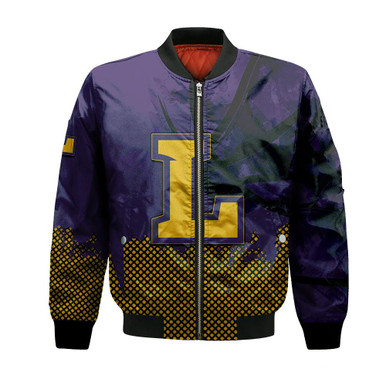 Lipscomb Bisons Bomber Jacket Basketball Net Grunge Pattern- NCAA