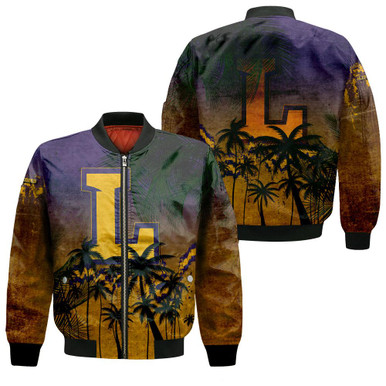 Lipscomb Bisons Bomber Jacket Coconut Tree Tropical Grunge - NCAA