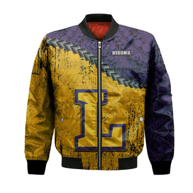 Lipscomb Bisons Bomber Jacket Grunge Polynesian Tattoo- NCAA