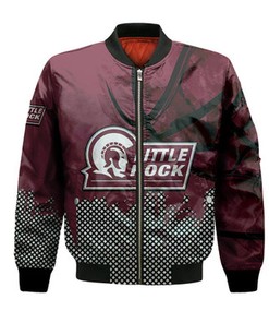 Little Rock Trojans Bomber Jacket Basketball Net Grunge Pattern- NCAA