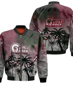 Little Rock Trojans Bomber Jacket Coconut Tree Tropical Grunge - NCAA