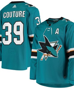 Logan Couture San Jose Sharks Adidas Home Authentic Alternate Captain Player Jersey - Teal Nhl