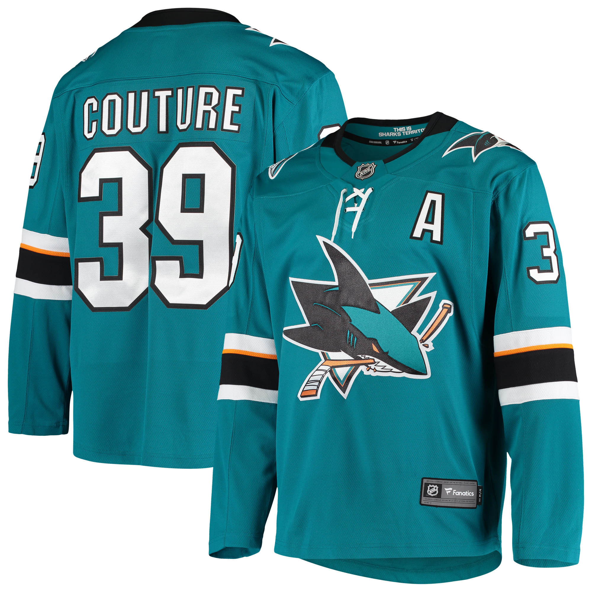 Logan Couture San Jose Sharks Fanatics Branded Home Alternate Captain Premier Breakaway Player Jersey - Teal Nhl