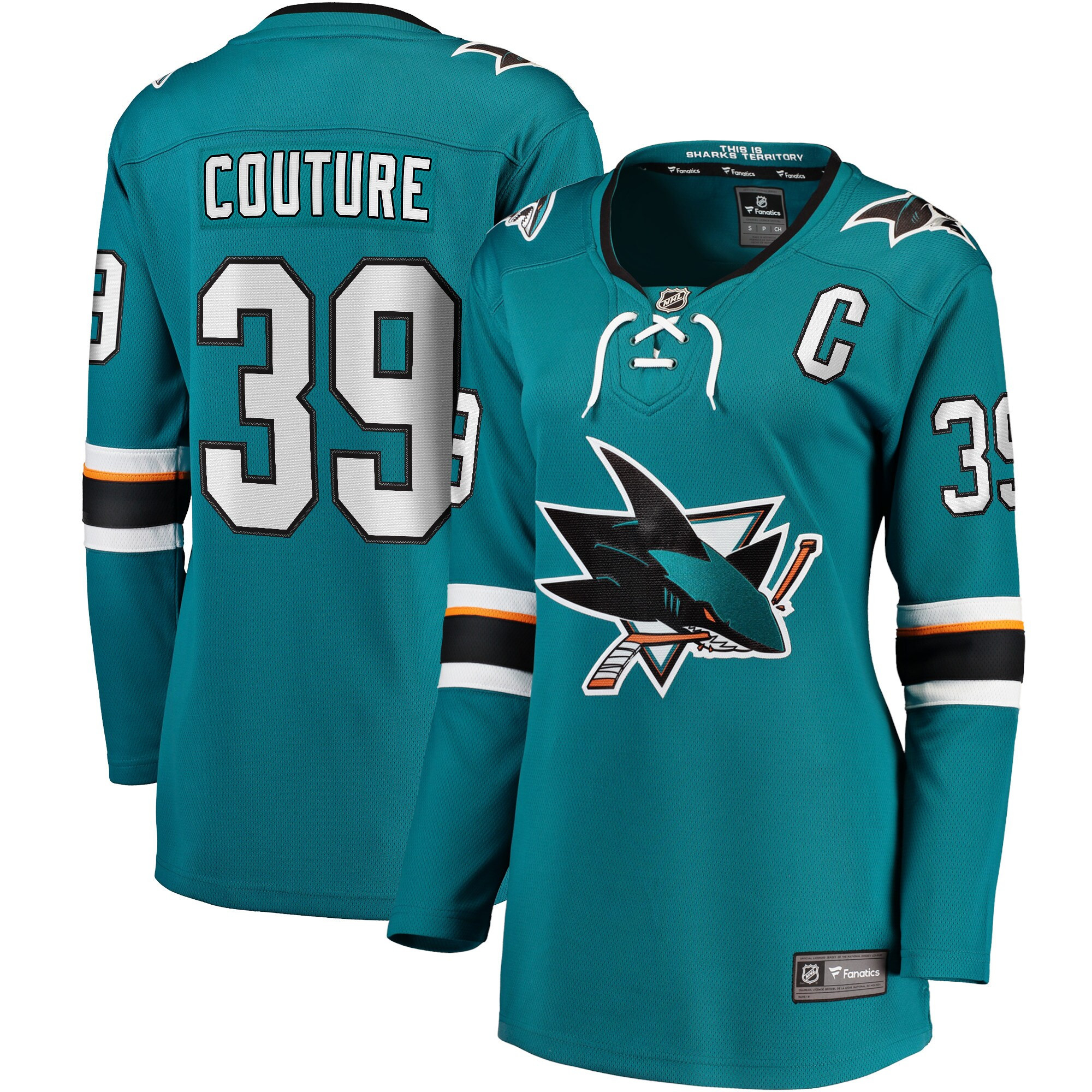 Logan Couture San Jose Sharks Fanatics Branded Womens Home Captain Premier Breakaway Player Jersey - Teal Nhl