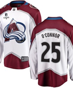 Logan O'Connor 25 Colorado Avalanche Stanley Cup 2023 Playoffs Patch Away Breakaway Men Jersey - White