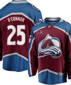 Logan O'Connor 25 Colorado Avalanche Stanley Cup 2023 Playoffs Patch Home Breakaway Men Jersey - Burgundy