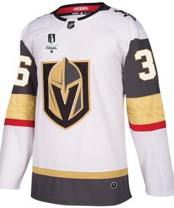 Logan Thompson 36 Vegas Golden Knights Stanley Cup 2023 Final Patch Away Breakaway Men Jersey - White