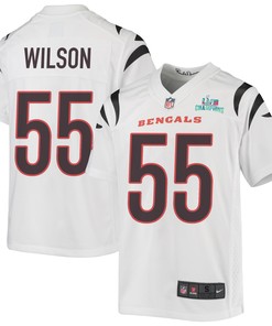 Logan Wilson 55 Cincinnati Bengals Super Bowl LVII Champions Youth Game Jersey - White