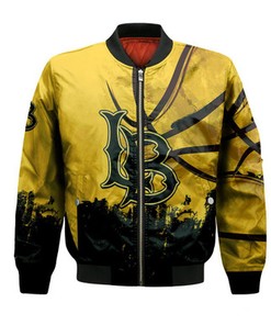 Long Beach State 49ers Bomber Jacket Basketball Net Grunge Pattern- NCAA