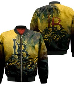 Long Beach State 49ers Bomber Jacket Coconut Tree Tropical Grunge - NCAA