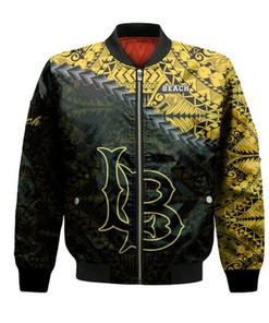 Long Beach State 49ers Bomber Jacket Grunge Polynesian Tattoo- NCAA