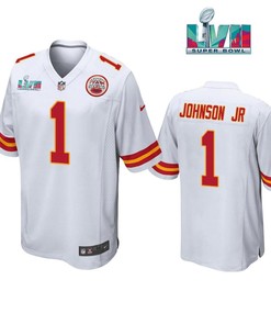 Lonnie Johnson Jr. 1 Kansas City Chiefs Super Bowl LVII White Men Game Jersey